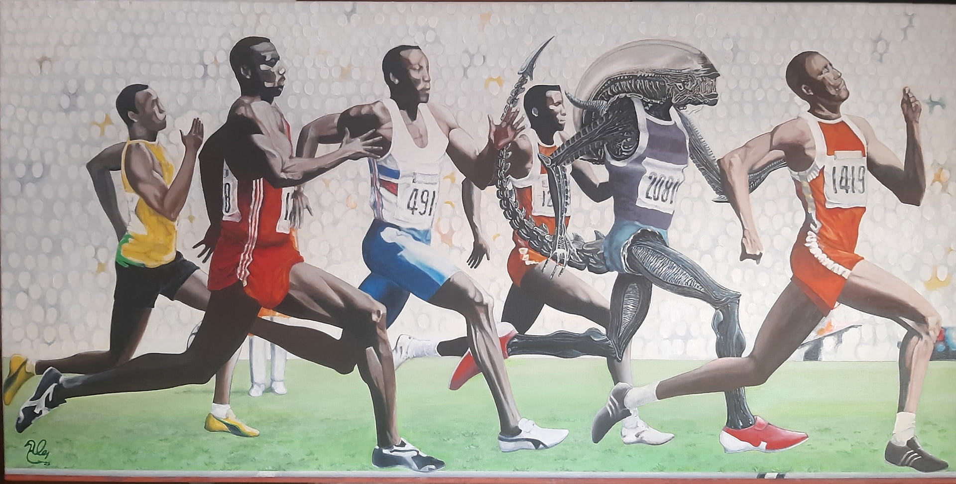 Alessandro Bini, I cento metri piani, 2024, acrilico su tela, 50x100 cm Alessandro Bini, I cento metri piani, 2024, acrilico su tela, 50x100 cm
